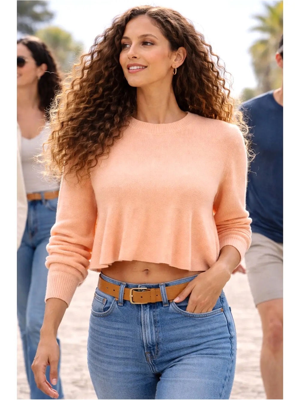 NWT Free People Peach Babydoll SoftSpun Sweater Size XS